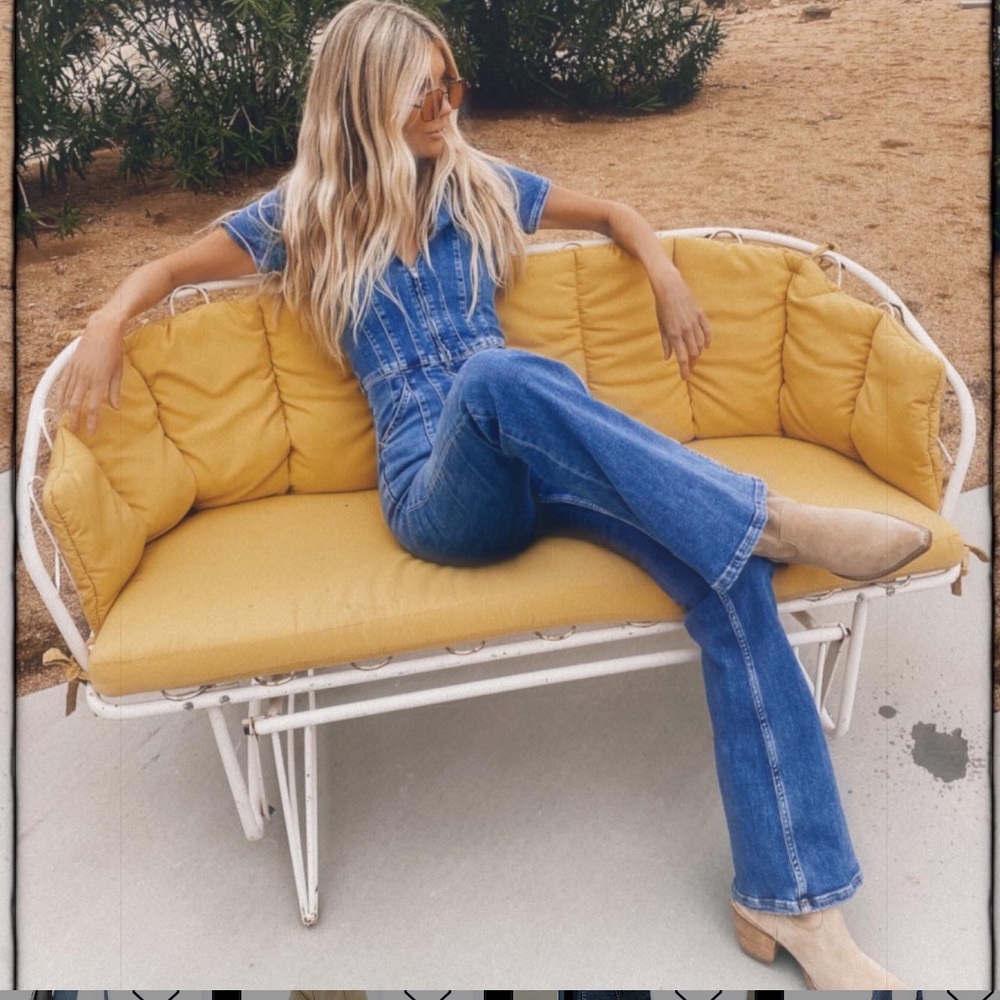 Free People We The Free Jayde Flare Jumpsuit in Sunburst Blue